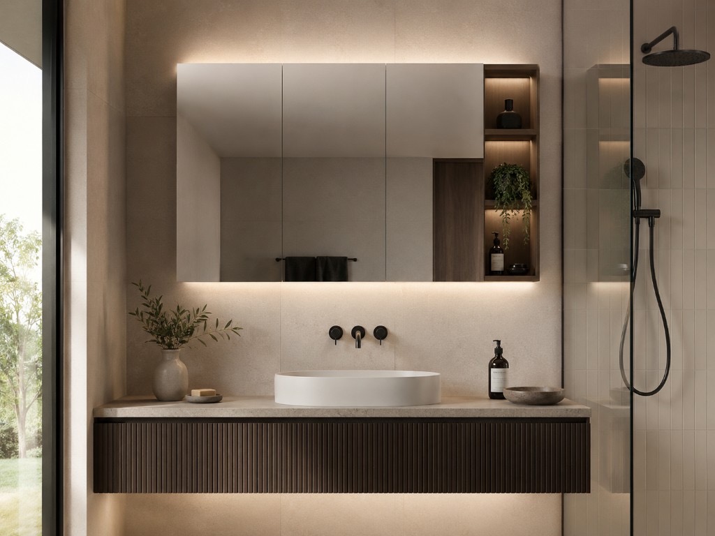 DUHAUS mirror and mirror cabinet with integrated storage and backlit mirror