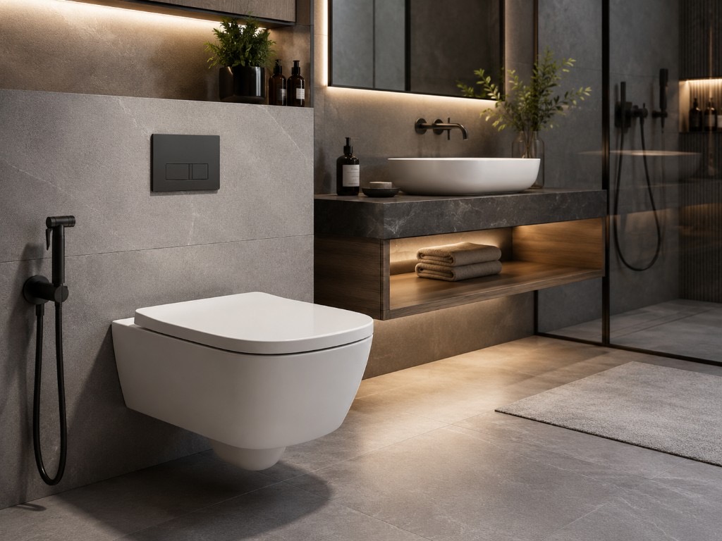 DUHAUS toilet and sanitary ware including wall-hung toilet and basin