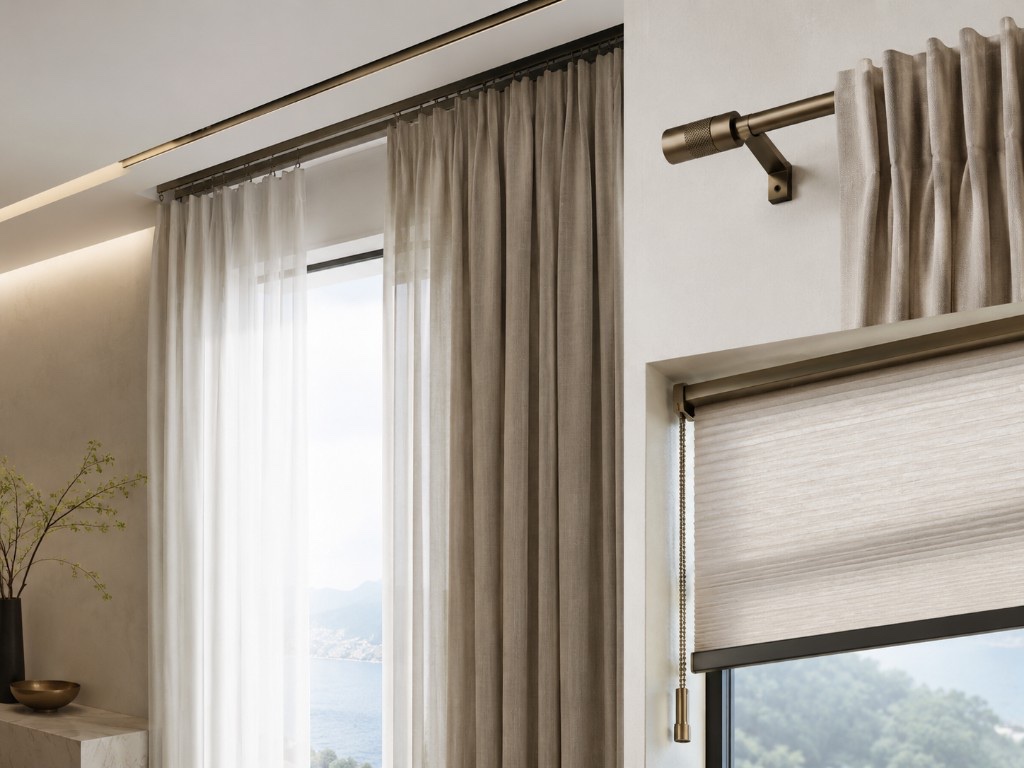 DUHAUS curtain and window hardware including tracks, rods and blinds