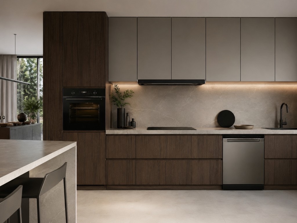 DUHAUS kitchen appliances including built-in oven, cooktop and integrated dishwasher