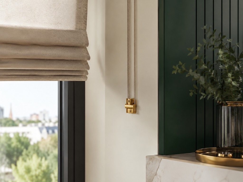 DUHAUS blind cord guide and chain tensioner in a modern residential window setting