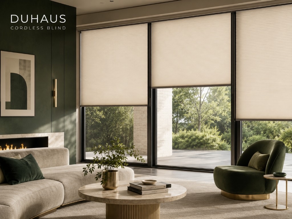 DUHAUS cordless blind installed in a premium residential interior
