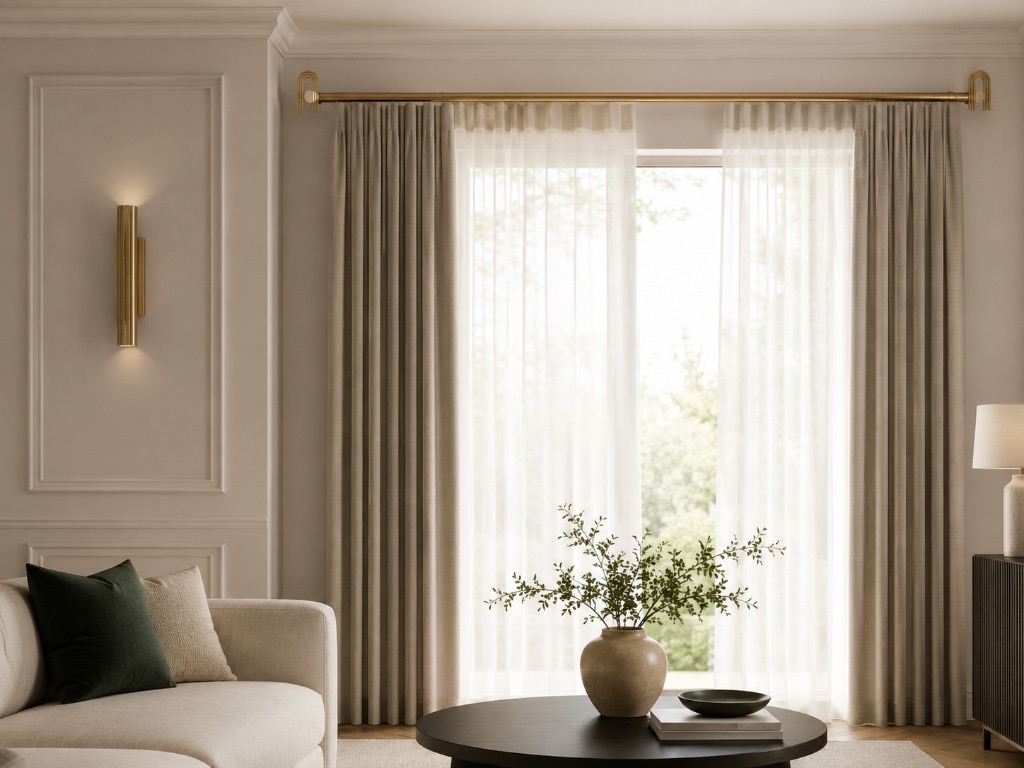 DUHAUS curtain bracket lifestyle scene in a modern living room
