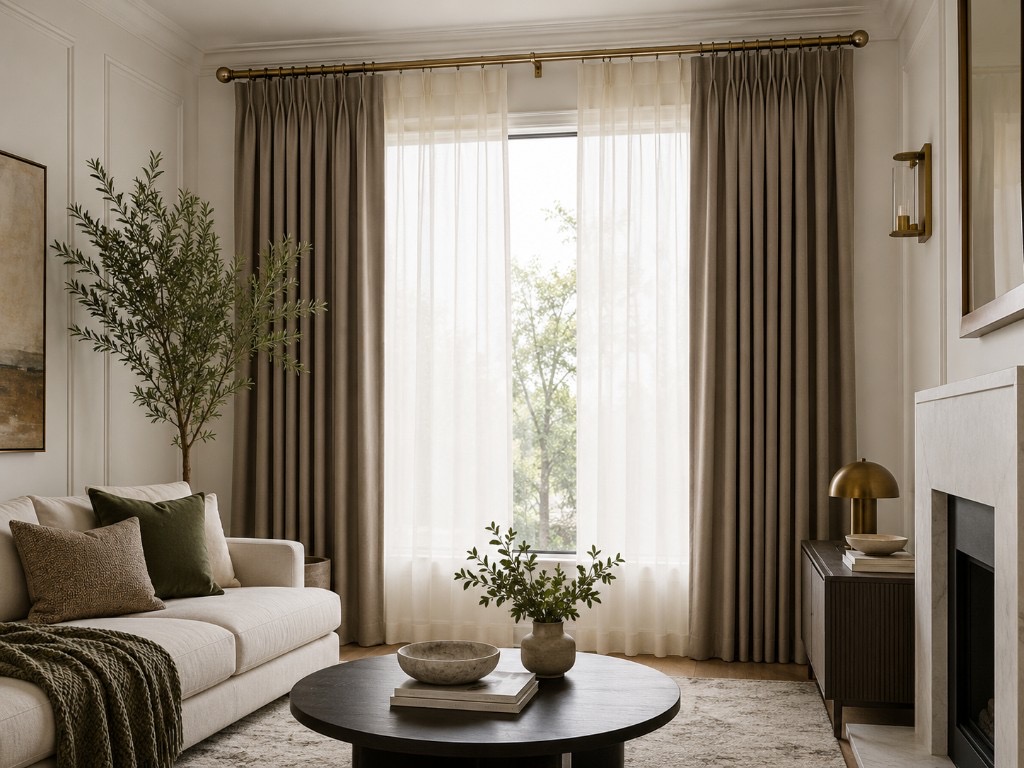 DUHAUS curtain rod lifestyle scene in a modern living room