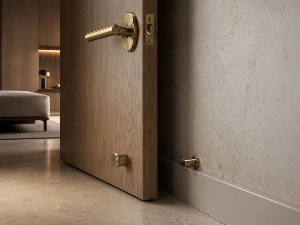 DUHAUS door bumper lifestyle scene on an interior wall, skirting or timber door