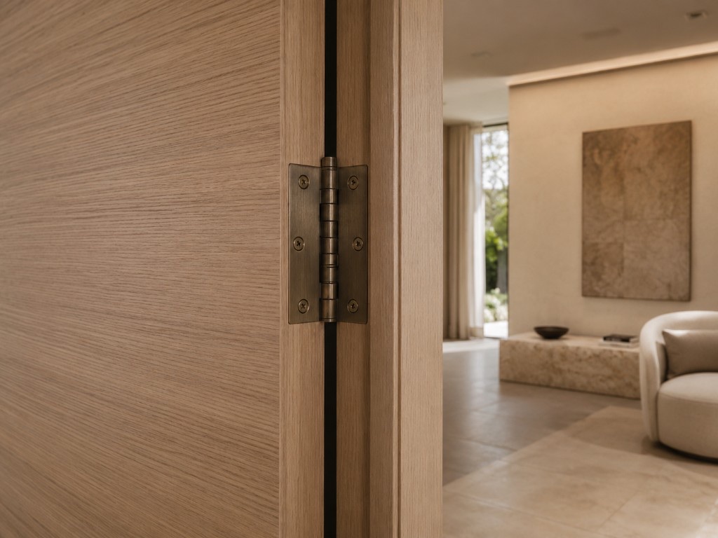 DUHAUS door hinge installed on a modern internal timber door
