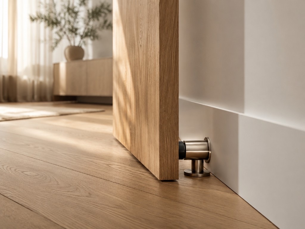 DUHAUS door stop installed beside an internal timber door