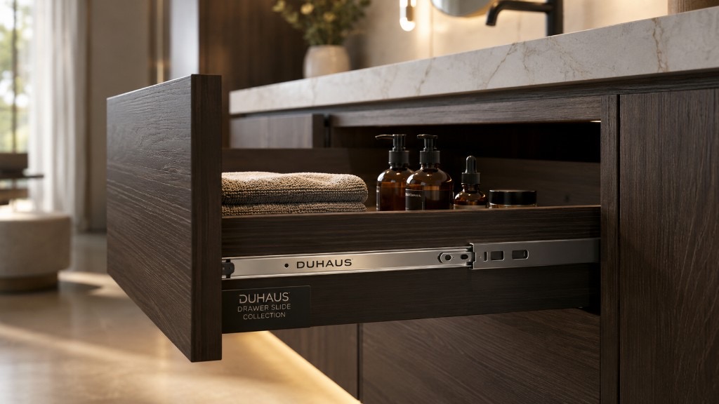 DUHAUS drawer slides installed on premium kitchen drawers