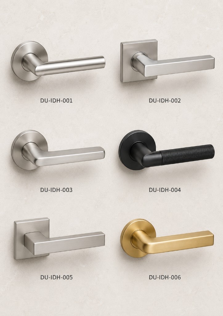 DUHAUS core internal door handle range DU-IDH-001 to DU-IDH-006
