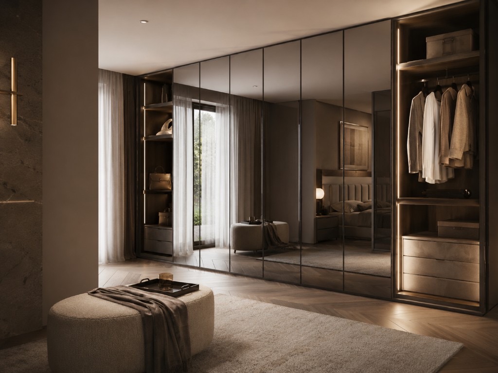 DUHAUS mirror wardrobe door lifestyle scene in a modern bedroom