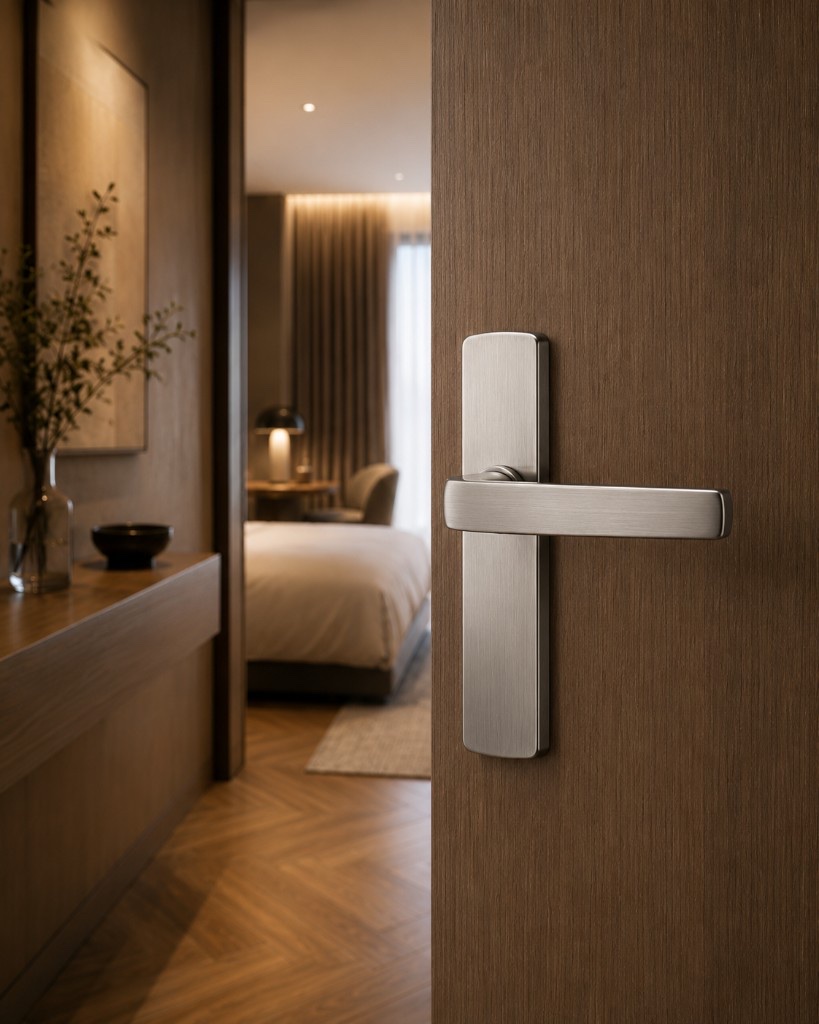 DUHAUS passage lock lifestyle scene on an interior timber door