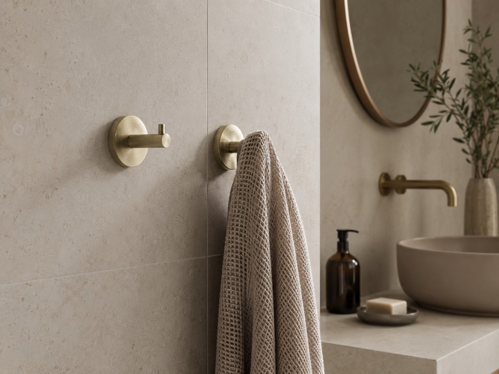 DUHAUS robe hook installed inside a premium modern bathroom