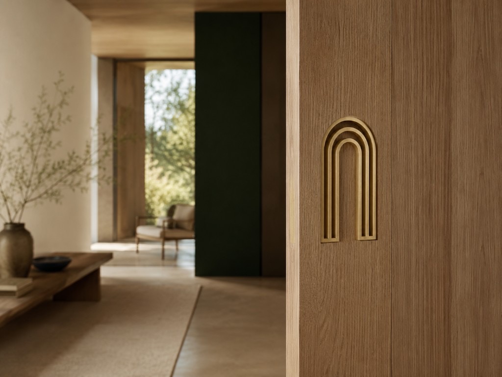 DUHAUS sliding door pull installed on a timber sliding door