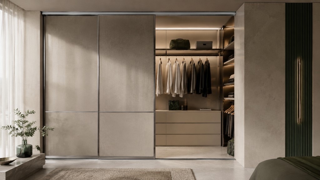 DUHAUS sliding wardrobe door track lifestyle scene with sliding wardrobe doors