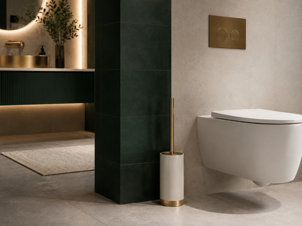 DUHAUS toilet brush holder lifestyle scene inside a modern bathroom