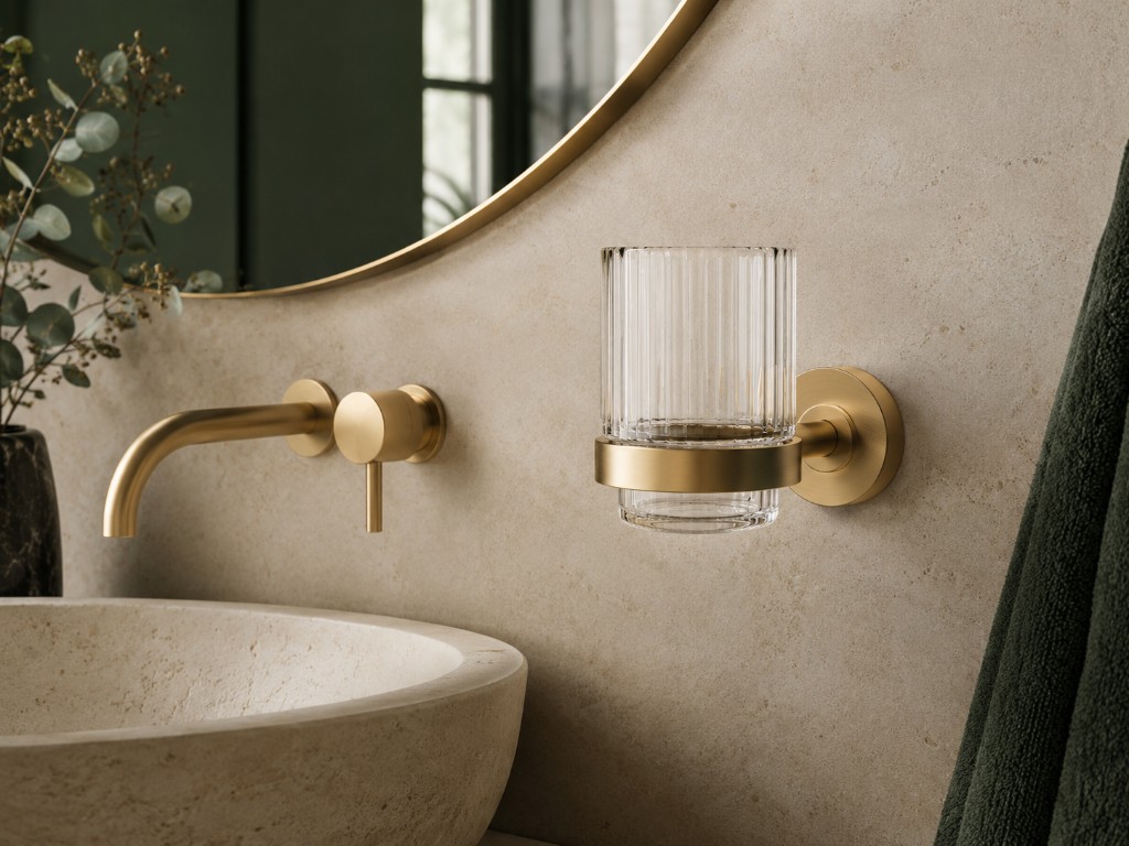 DUHAUS tumbler holder lifestyle scene inside a modern bathroom