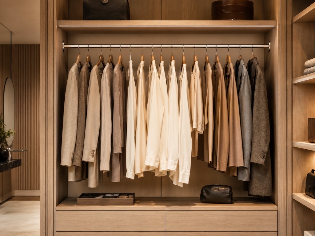 DUHAUS wardrobe rail installed inside a premium wardrobe system