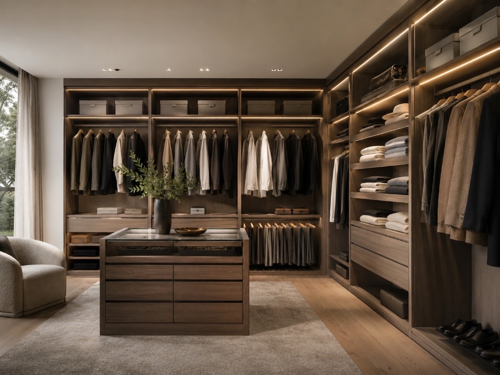 DUHAUS wardrobe rail lifestyle scene inside a walk-in wardrobe